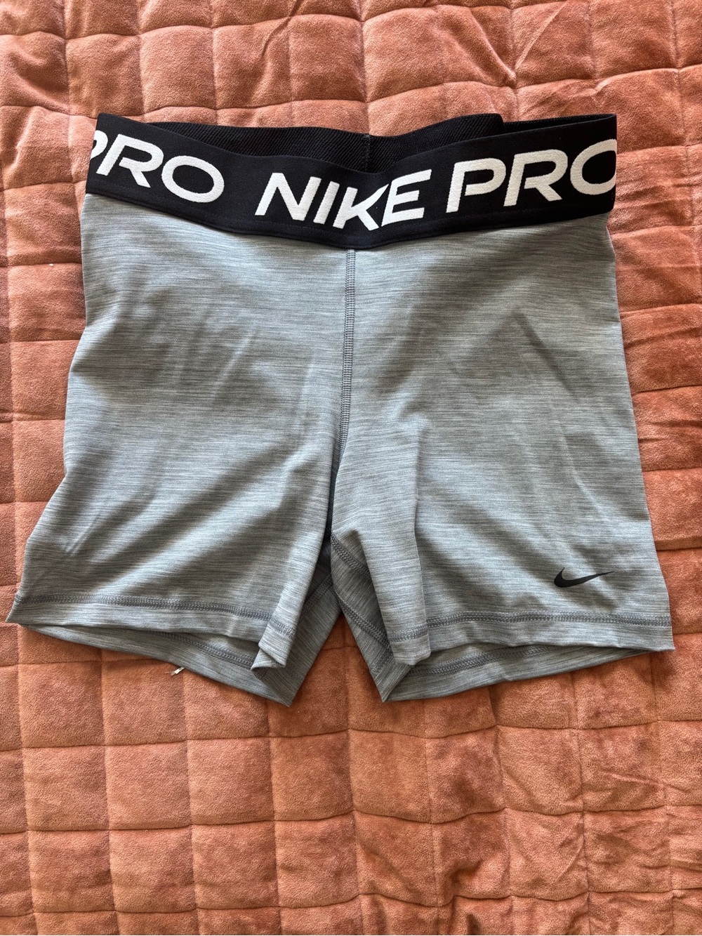Nike Light Gray Pro Compression Shorts with Black Waistband